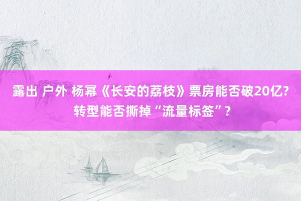 露出 户外 杨幂《长安的荔枝》票房能否破20亿? 转型能否撕掉“流量标签”?