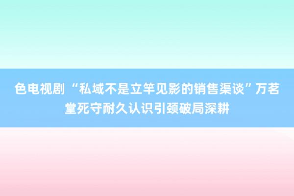 色电视剧 “私域不是立竿见影的销售渠谈”万茗堂死守耐久认识引颈破局深耕