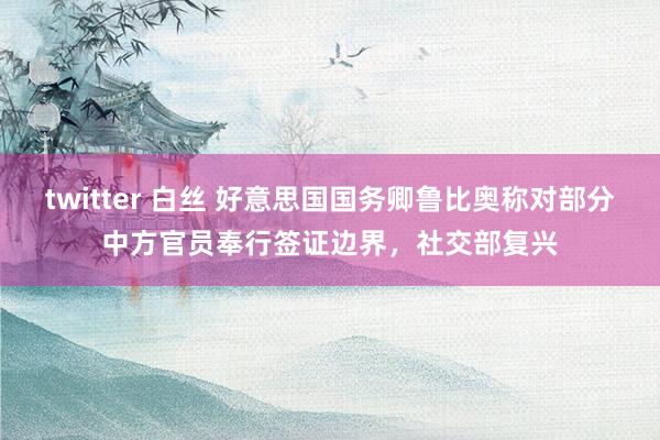 twitter 白丝 好意思国国务卿鲁比奥称对部分中方官员奉行签证边界，社交部复兴